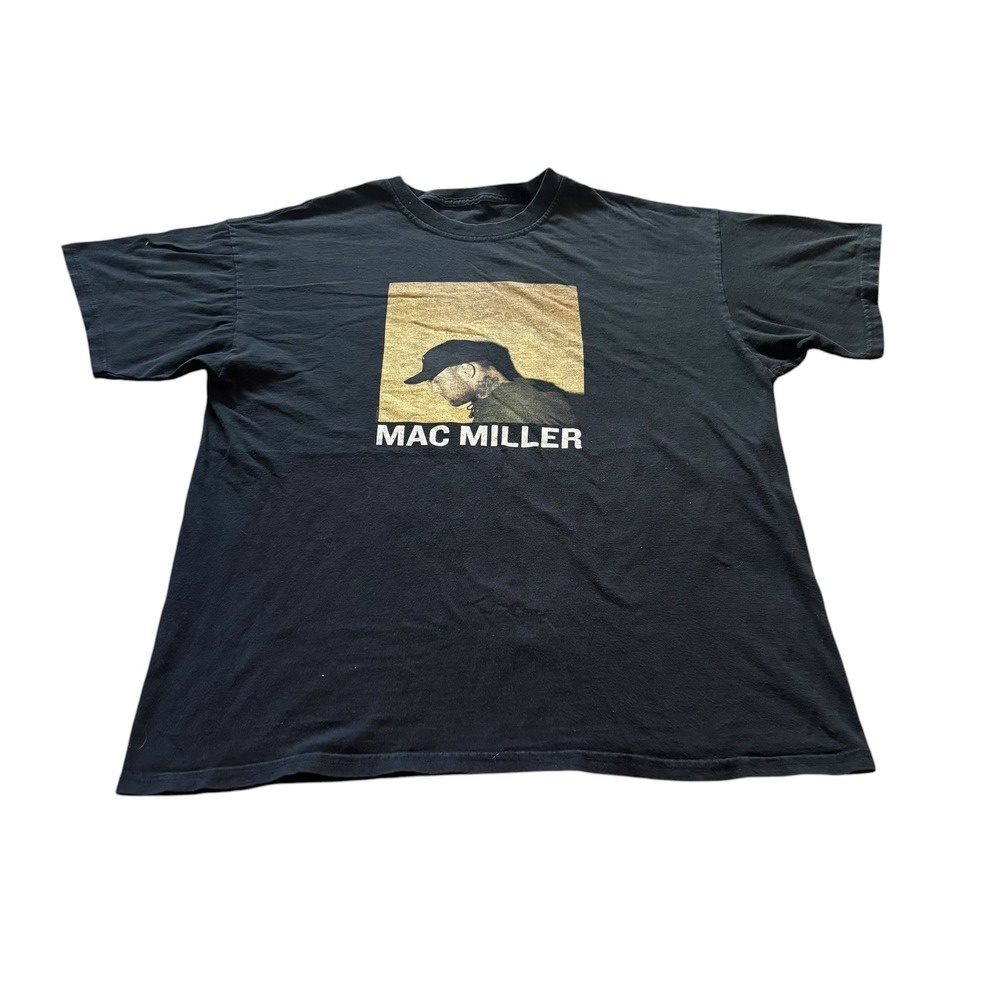 Mac Miller Graphic T-Shirt Mens XL Black Short Sleeve Hip Hop Rap Tee Portrait